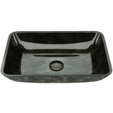 Glass Rectangular Vessel Bathroom Sink/Basin, Grey Onyx