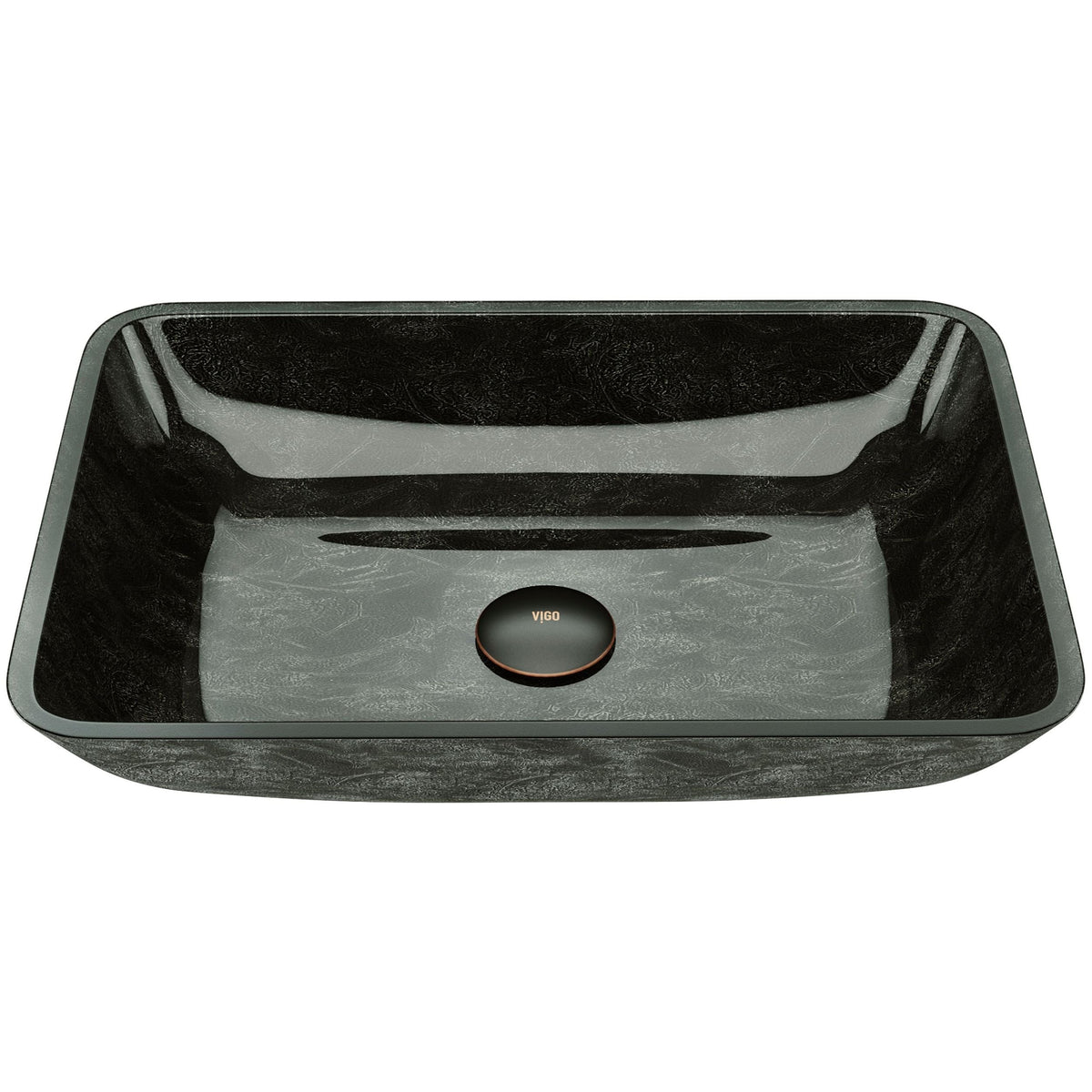 Glass Rectangular Vessel Bathroom Sink/Basin, Grey Onyx