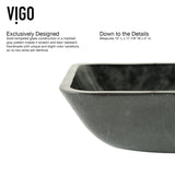 Glass Rectangular Vessel Bathroom Sink/Basin, Grey Onyx