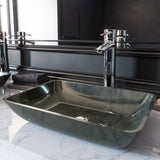 Glass Rectangular Vessel Bathroom Sink/Basin, Grey Onyx