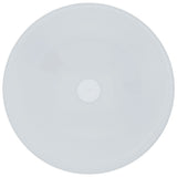 Glass Round Vessel Bathroom Sink/Basin with Rounded Edges & Deep Bowl, White