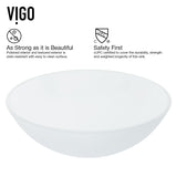 Glass Round Vessel Bathroom Sink/Basin with Rounded Edges & Deep Bowl, White