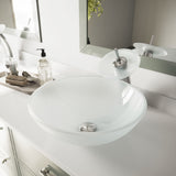 Glass Round Vessel Bathroom Sink/Basin with Rounded Edges & Deep Bowl, White