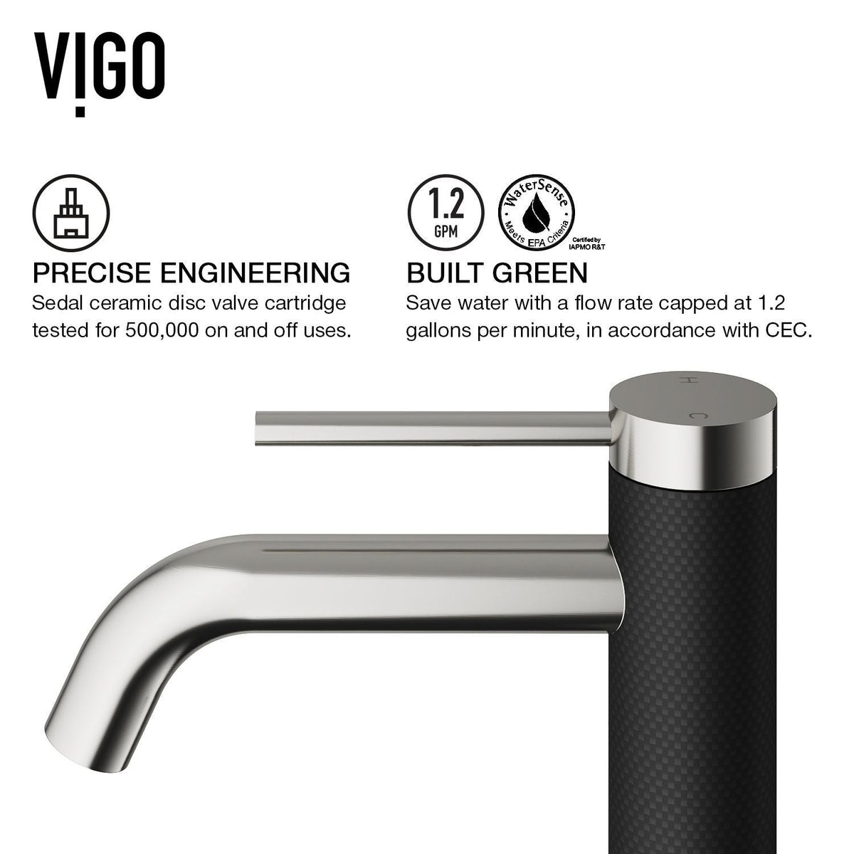 Lexington Single Handle Vessel Sink Bathroom Faucet with cFiber Body, Brushed Nickel