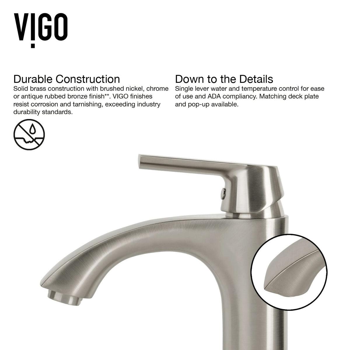 Linus Single Handle Vessel Sink Bathroom Faucet, Brushed Nickel