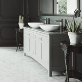 Lotus Round White Composite Bathroom Sink/Basin Set with Amada Faucet and Pop-Up Drain