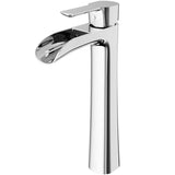 Niko Single Handle Vessel Sink Bathroom Faucet with Deck Plate, Chrome