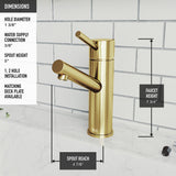 Single Handle Single Hole Bathroom Sink Faucet, WaterSense Certified, Matte Gold