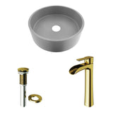 Palermo Gothic Ash Grey Bathroom Sink/Basin Set with Niko Faucet and Round Vessel