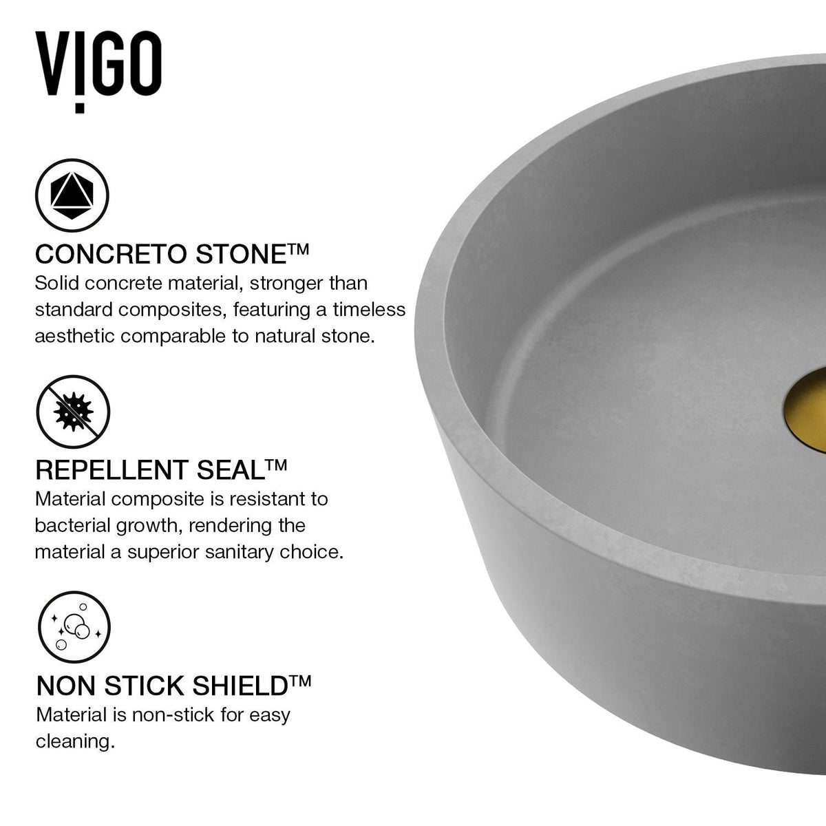 Palermo Gothic Ash Grey Bathroom Sink/Basin Set with Niko Faucet and Round Vessel