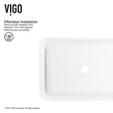 Petunia Matte Stone Rectangular Composite Vessel Bathroom Sink/Basin with Rounded Edges & Deep Bowl, White