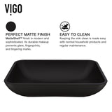 Sottile Matte Black Bathroom Sink/Basin Set with Lexington Faucet and Glass Rectangular Vessel