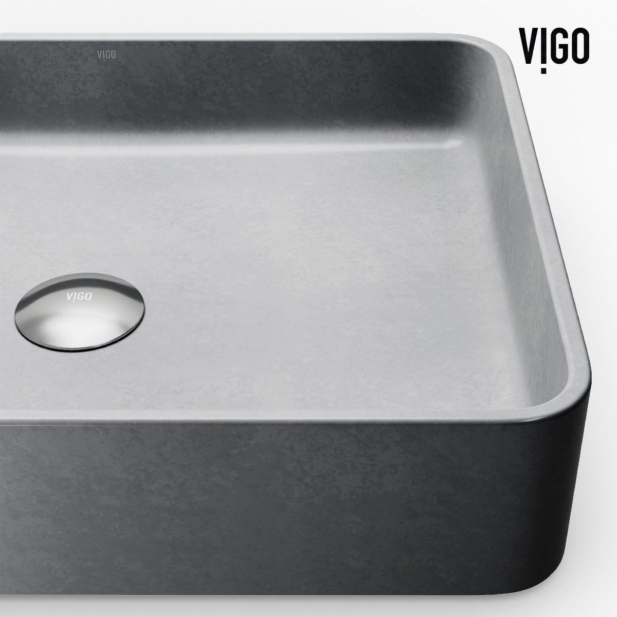 Tarragona Gothic Grey Bathroom Sink/Basin Set with Dunn Faucet and Rectangular Vessel