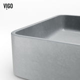 Tarragona Gothic Grey Bathroom Sink/Basin Set with Dunn Faucet and Rectangular Vessel