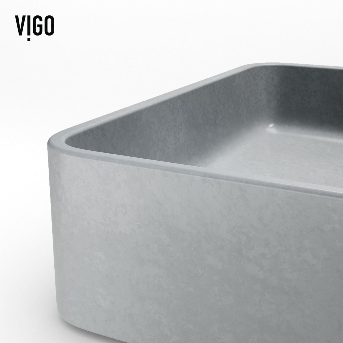 Tarragona Gothic Grey Bathroom Sink/Basin Set with Dunn Faucet and Rectangular Vessel