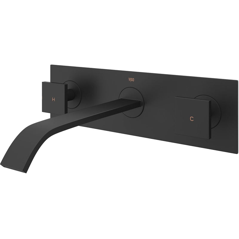 Titus Wall Mount Dual Handle Bathroom Sink Faucet, Eco-Friendly 1.2 GPM Flow Rate, Matte Black U8195