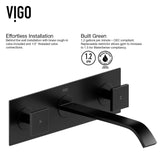 Titus Wall Mount Dual Handle Bathroom Sink Faucet, Eco-Friendly 1.2 GPM Flow Rate, Matte Black