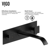 Titus Wall Mount Dual Handle Bathroom Sink Faucet, Eco-Friendly 1.2 GPM Flow Rate, Matte Black