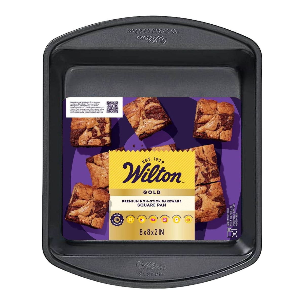Gold Premium Non-Stick Bakeware Square Cake Pan, 8x8x2-in