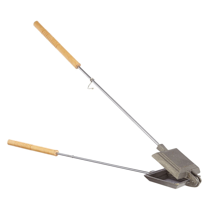 Cast Iron Non-Stick Camping Sandwich Toaster with Long Handle, 4x4-in S2185