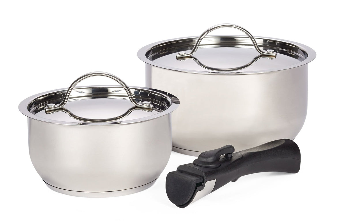 Woods Provision Stainless Steel Camping Cook Pot Set, Made in Canada, 3-pc