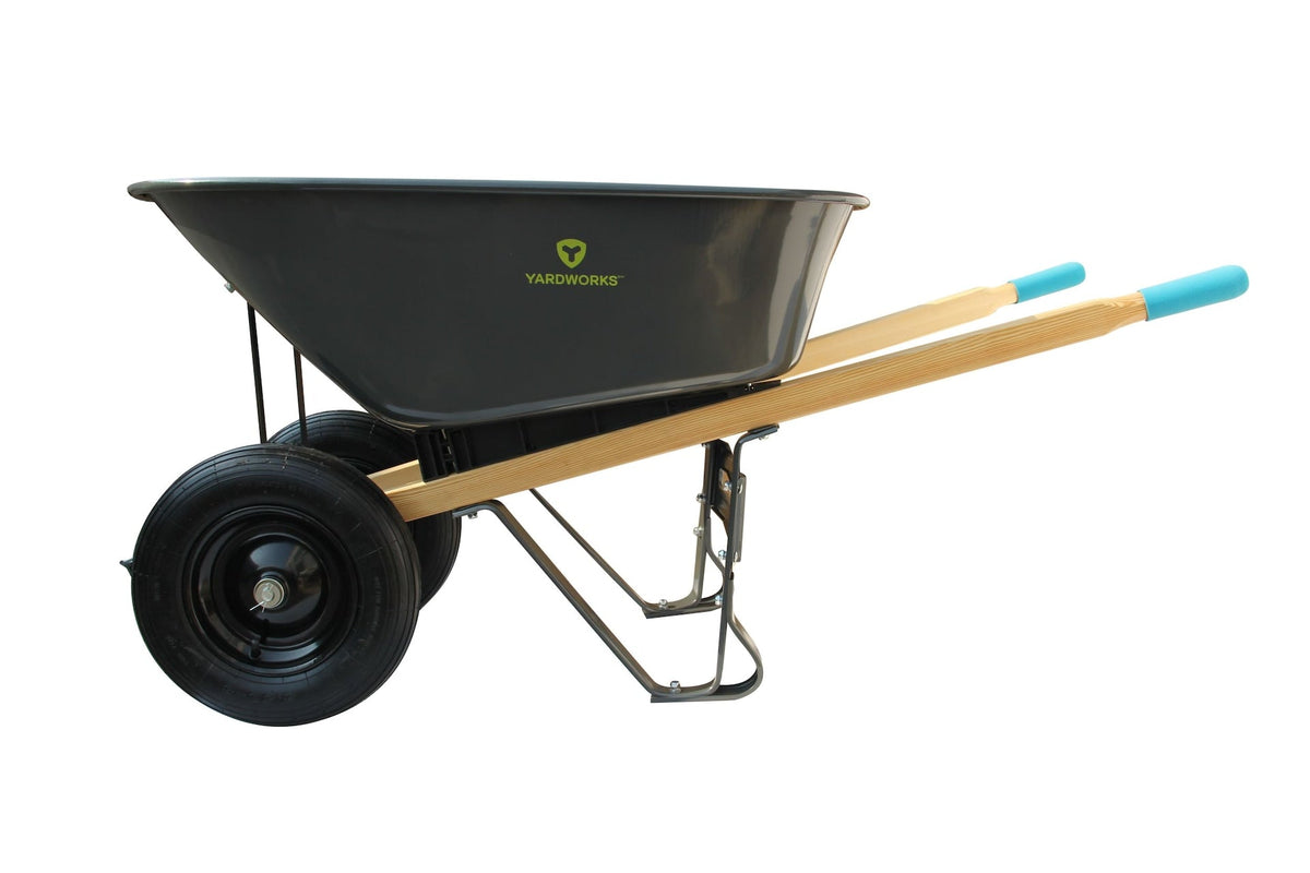 Steel Tray 2-Wheel Garden Wheelbarrow, 6-cu-ft