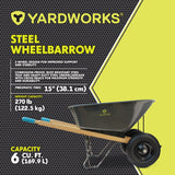 Steel Tray 2-Wheel Garden Wheelbarrow, 6-cu-ft