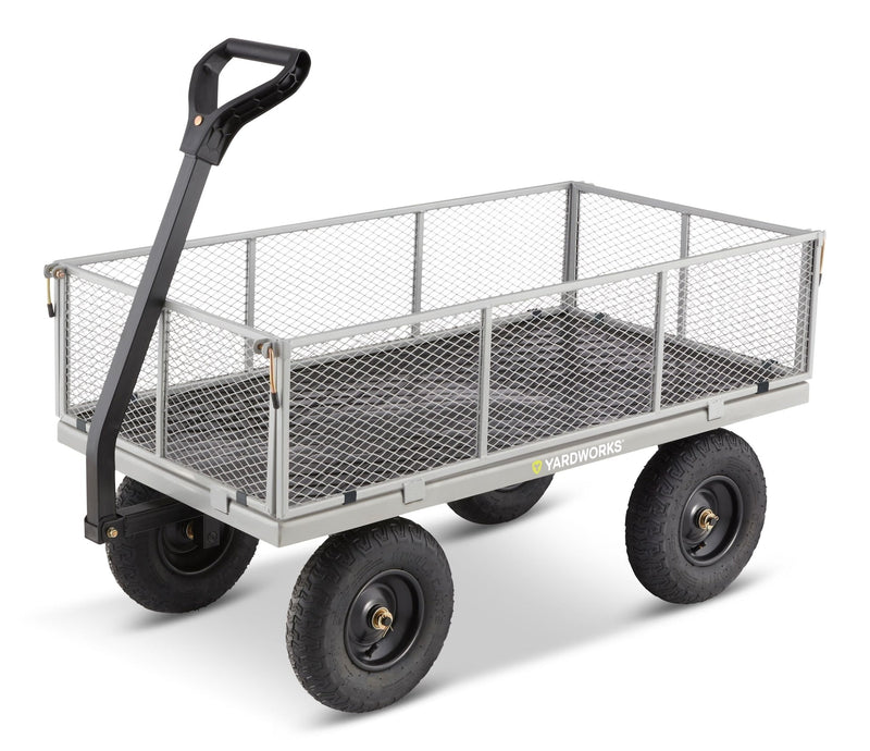 Steel Tray 4-Wheel Mesh Garden/Yard Cart with Removable Sides, 1200-lb X2860