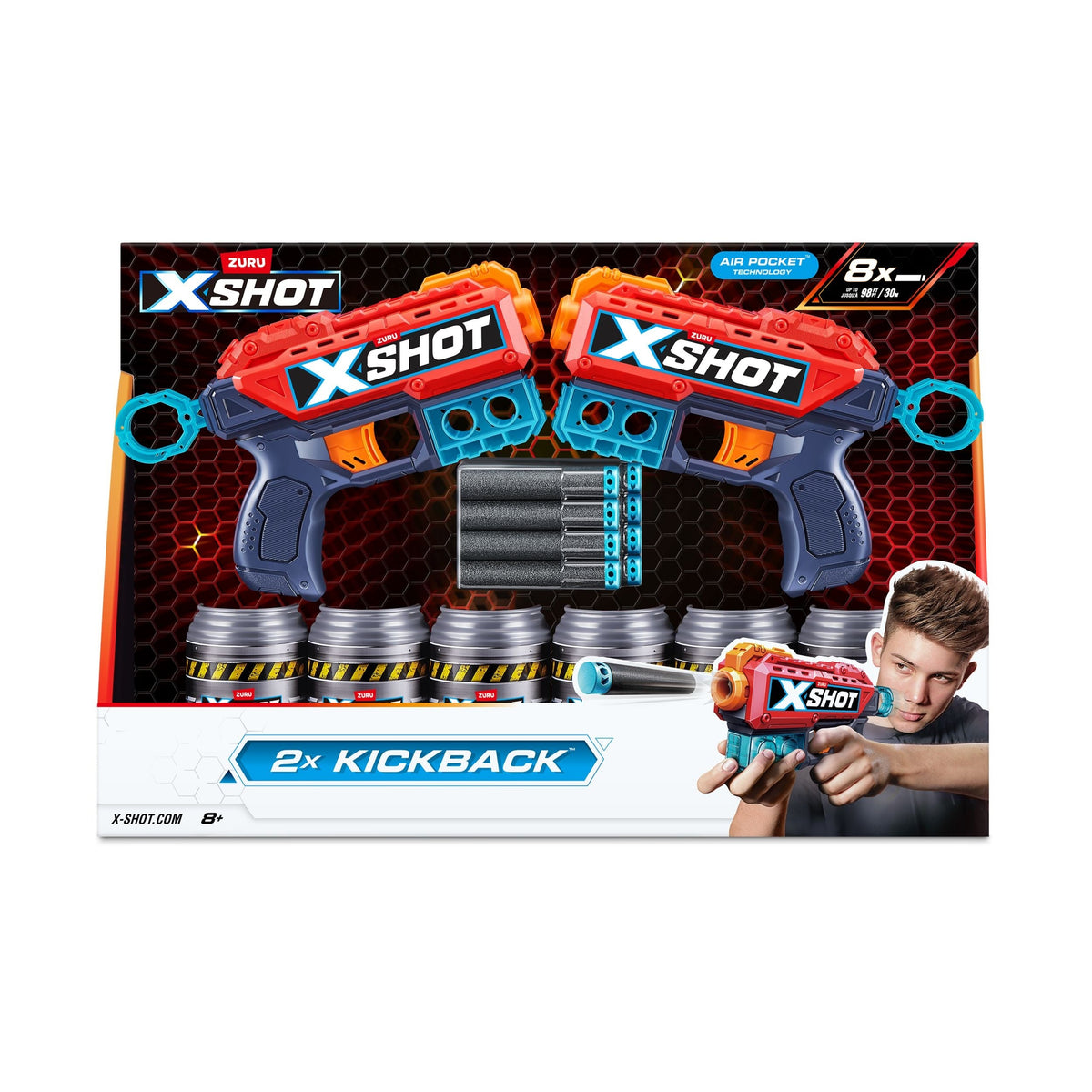 Excel Double Kickback Dart Blaster, Includes 6 Cans & 8 Darts, 2-pk, Ages 8+